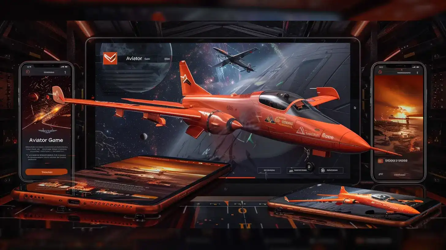 Interface do jogo Aviator da 919bet demonstrada em múltiplos dispositivos móveis e tablets, destacando a compatibilidade e o design imersivo do crash game mais popular.